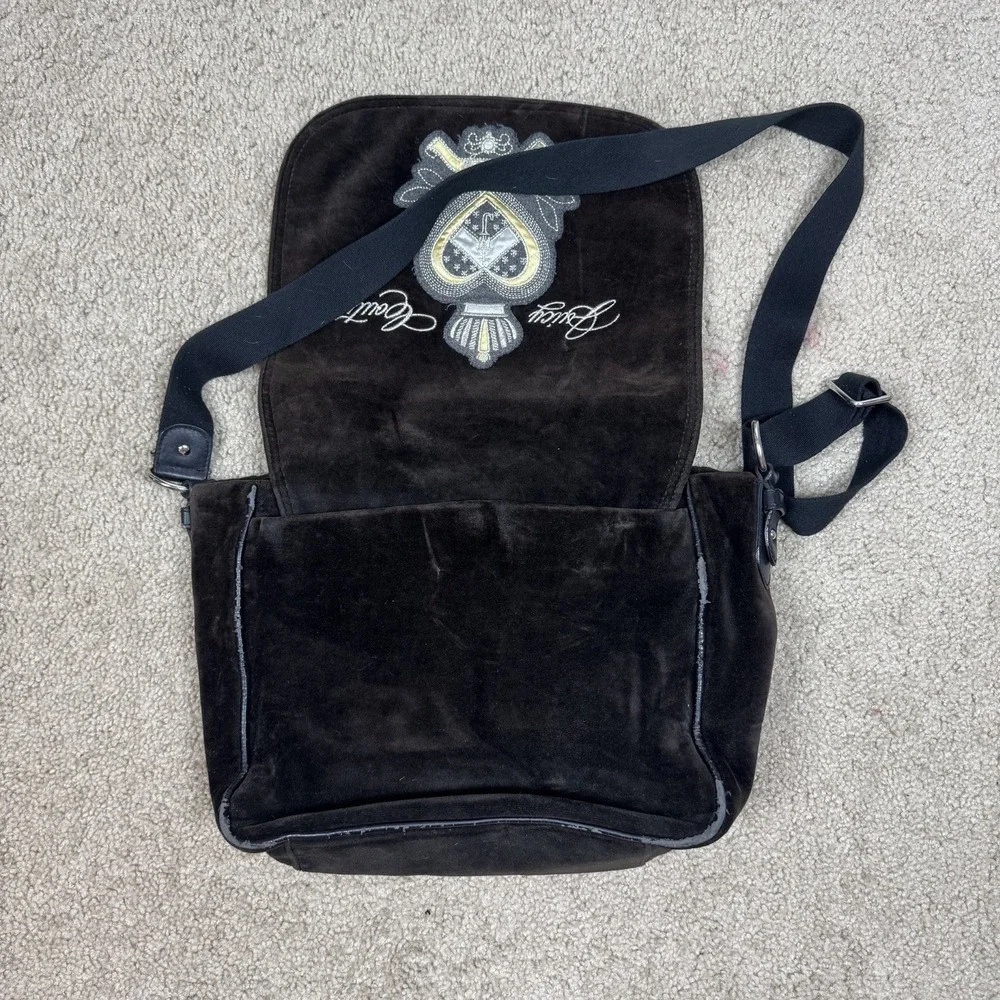 Vintage Y2K Juicy Couture Laptop Computer Messenger Bag Brown Velour‎ Velvet